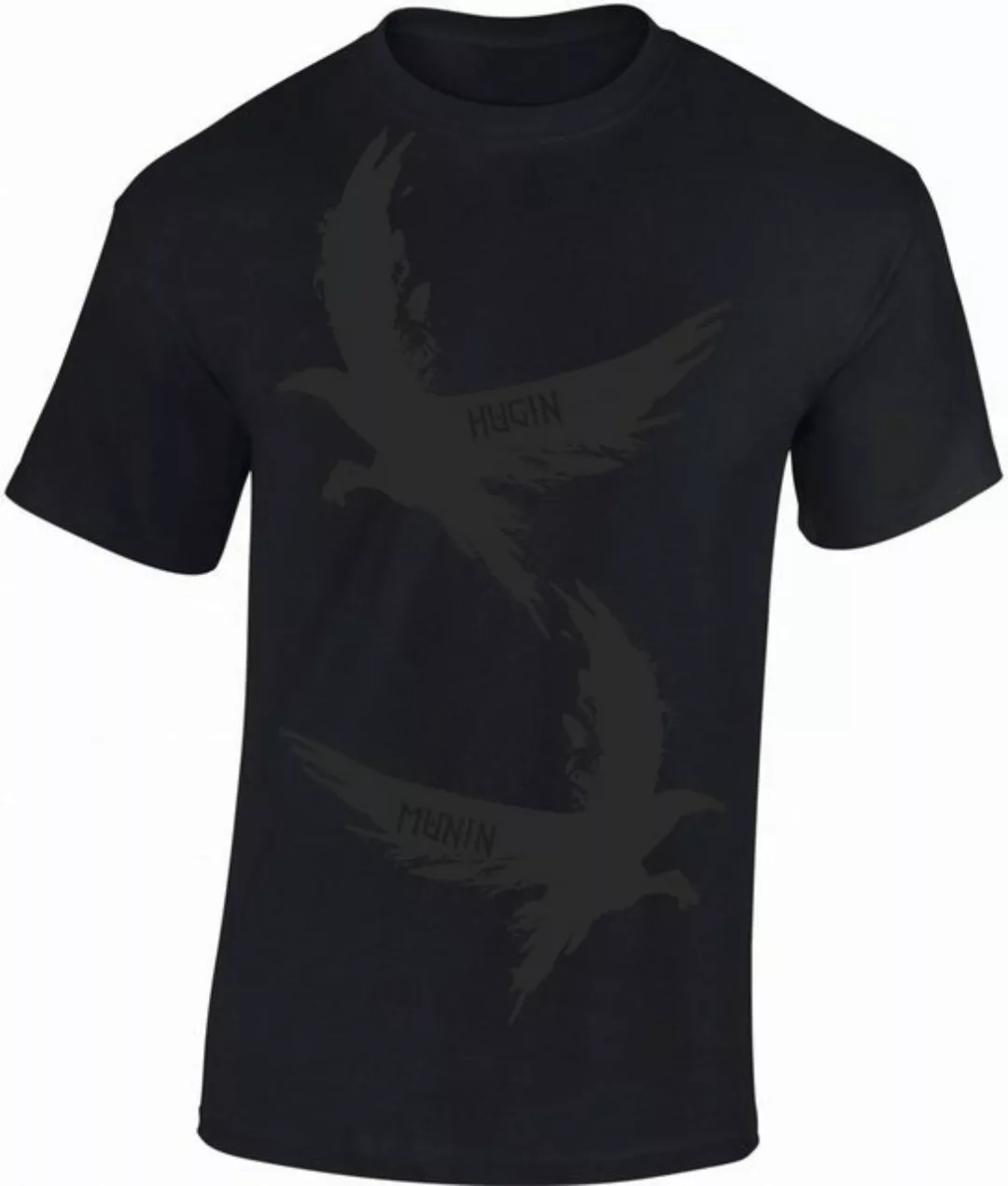 Baddery Print-Shirt Wikinger Tshirt: "Hugin und Munin Rabe" - Viking Shirt günstig online kaufen