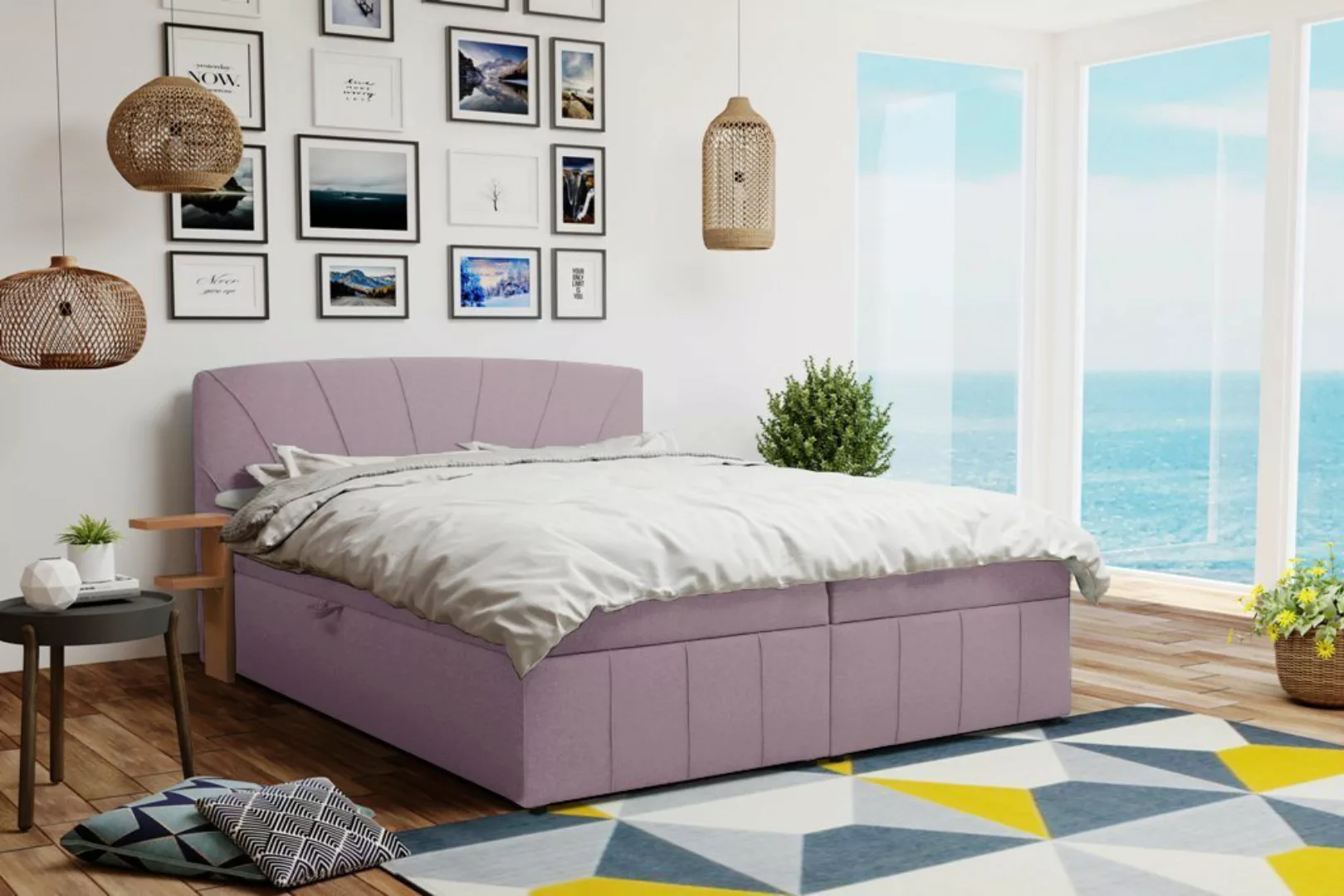 Beautysofa Polsterbett Schlafzimmer Bett Cairo 140 160 180x200 cm mit zwei günstig online kaufen