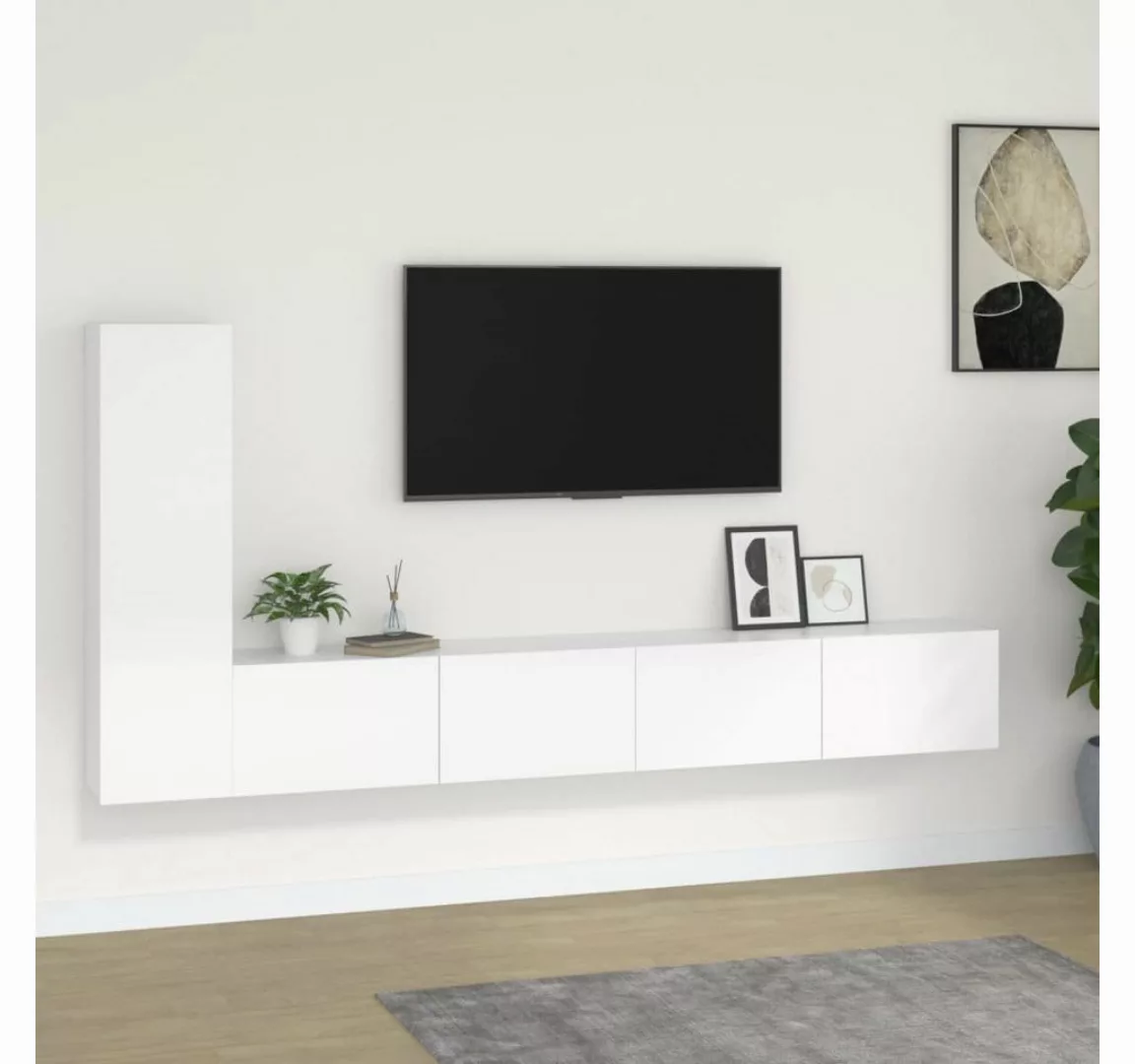 vidaXL TV-Schrank 3-tlg. TV-Schrank-Set Weiß Holzwerkstoff (3-St) günstig online kaufen