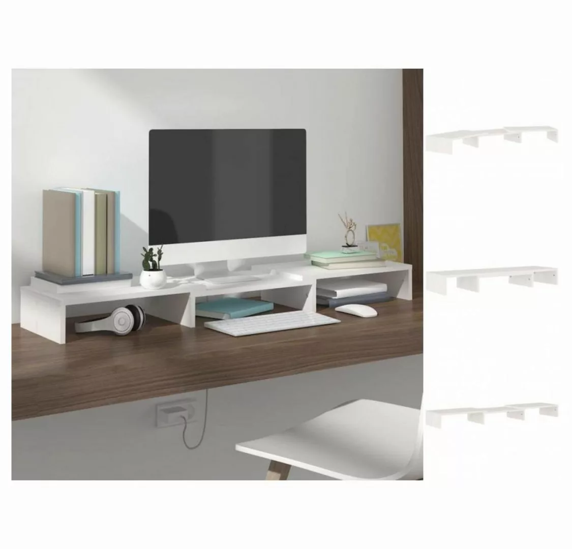 vidaXL TV-Schrank Monitorständer Weiß 80x24x10,5 cm Massivholz Kiefer Displ günstig online kaufen