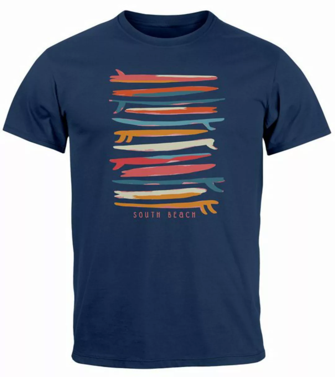 Neverless Print-Shirt Herren T-Shirt Surfboards South Beach California USA günstig online kaufen