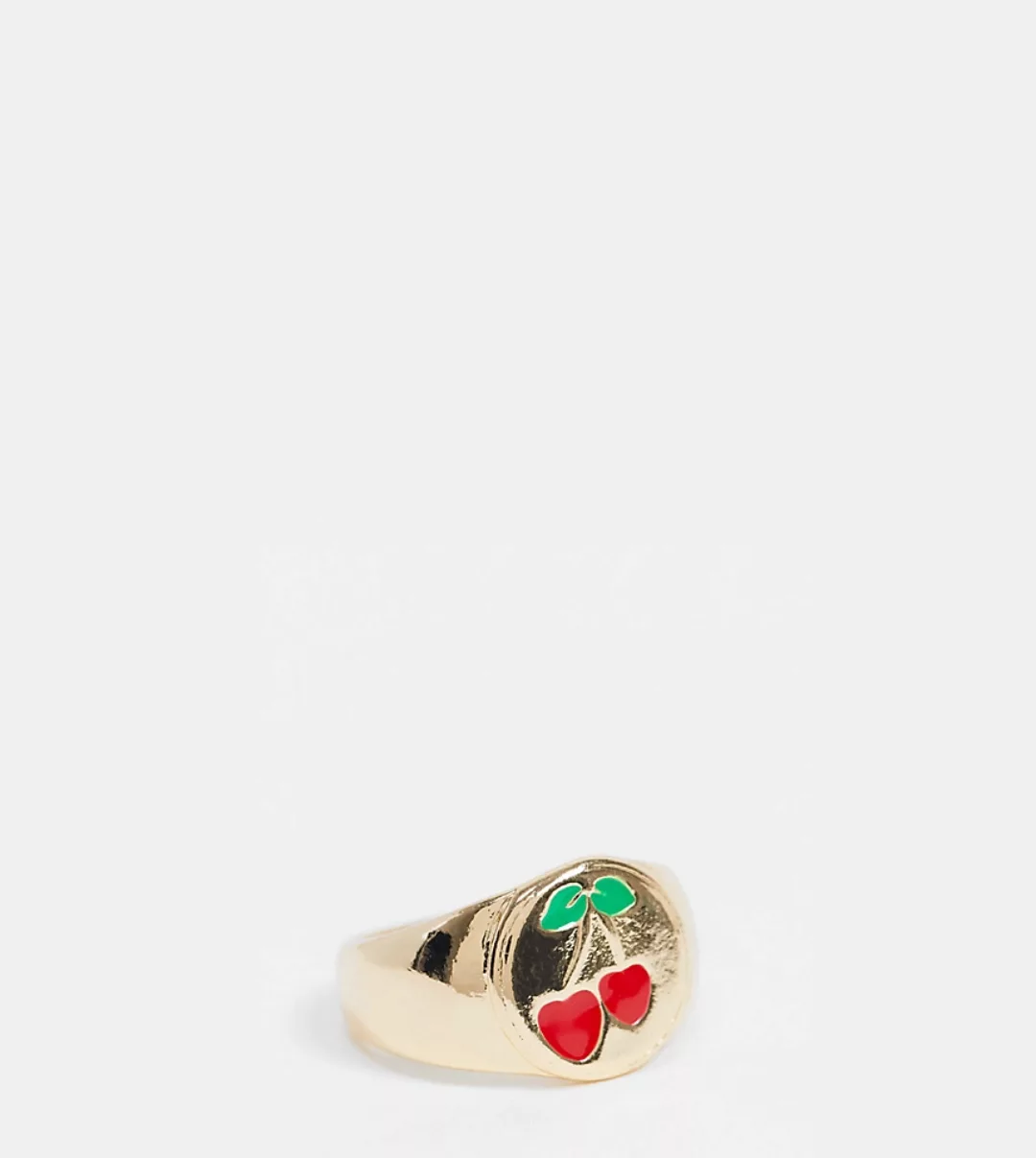 ASOS DESIGN Curve – Goldfarbener Ring im Siegeldesign mit Kirschdetail günstig online kaufen