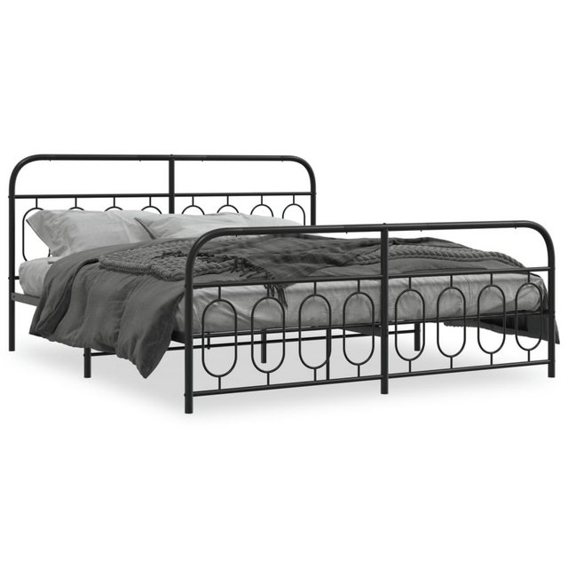 vidaXL Bett, Bettgestell mit Kopf- und Fußteil Metall Schwarz 193x203 cm günstig online kaufen