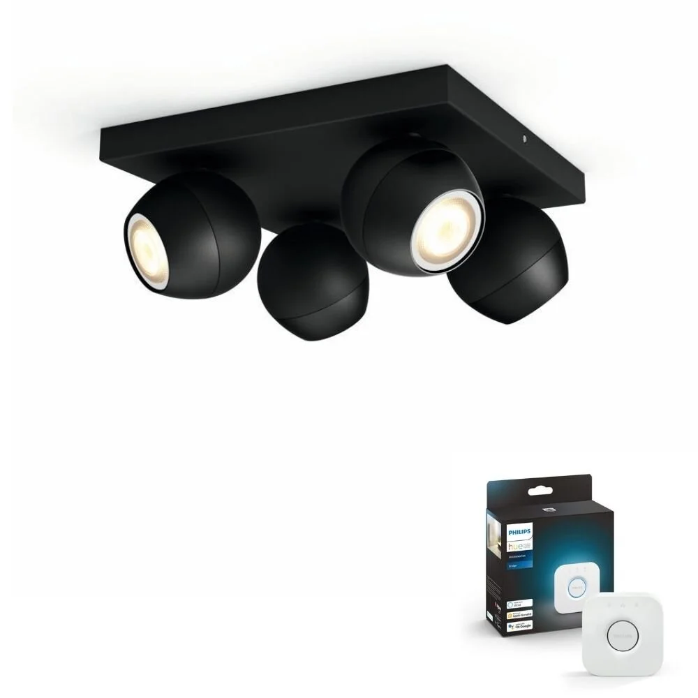 Philips Hue Bluetooth White Ambiance LED Deckenspot Buckram in Schwarz 4x 5 günstig online kaufen