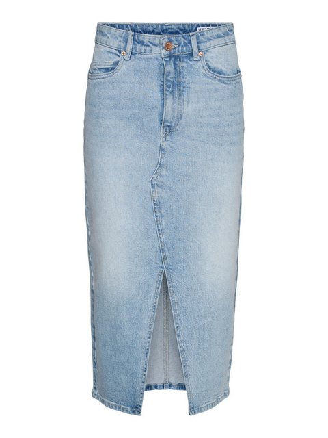 Vero Moda Sommerrock Wadenlanger Denim Jeansrock mit Schlitz 5-Pocket VMVER günstig online kaufen