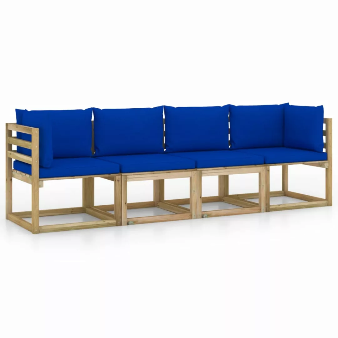 4-sitzer-gartensofa Mit Blauen Kissen günstig online kaufen