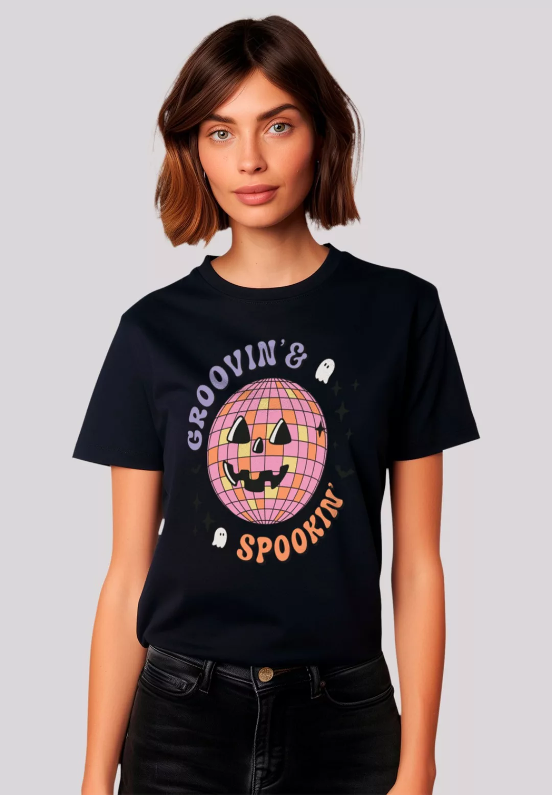 F4NT4STIC T-Shirt "Retro Halloween Groovin and spookin Disco ball", Premium günstig online kaufen