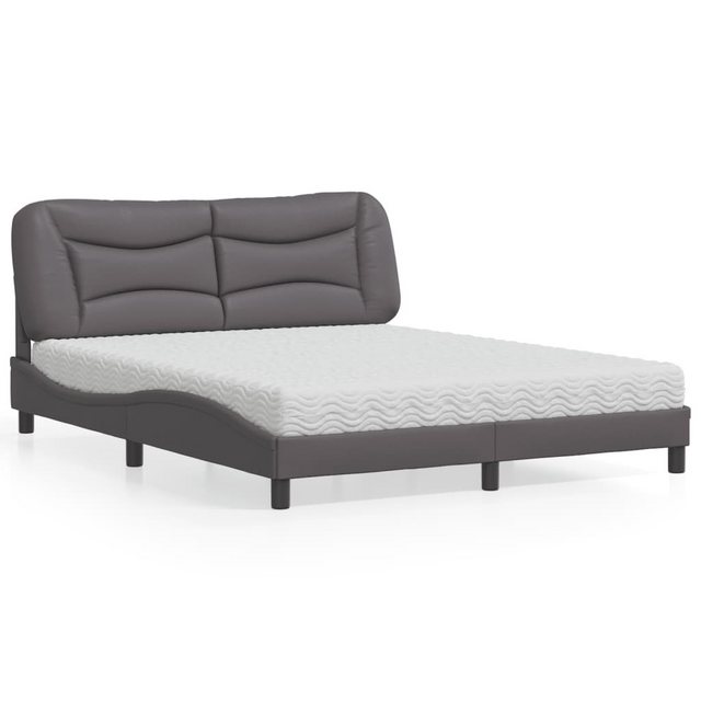 vidaXL Bett Bett mit Matratze Grau 160x200 cm Kunstleder günstig online kaufen