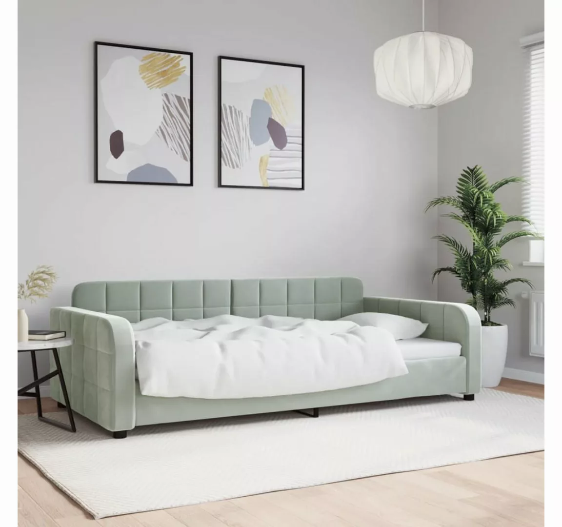 vidaXL Gästebett Tagesbett Hellgrau 100x200 cm Samt Gästebett Gästecouch Gä günstig online kaufen