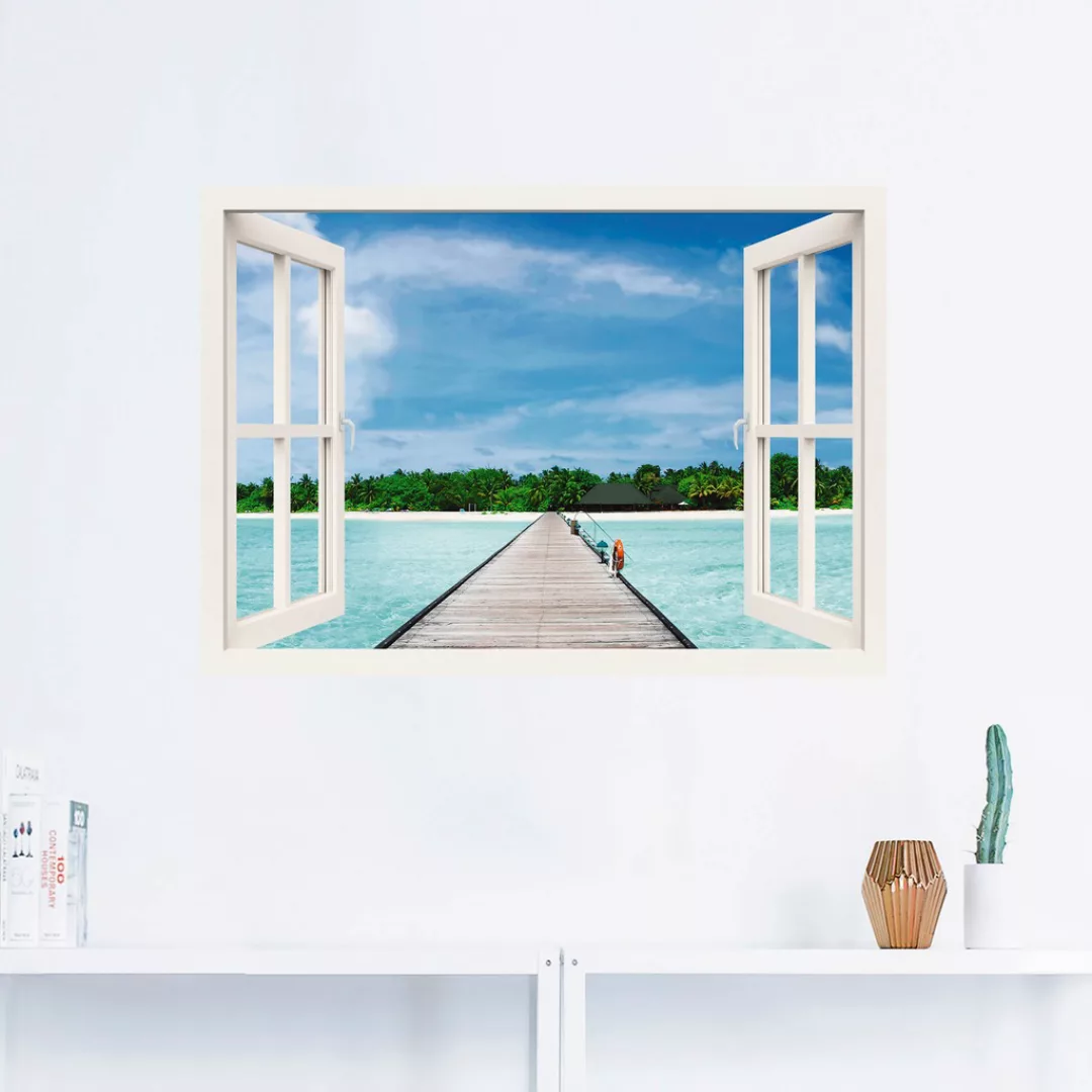 Artland Wandbild "Fensterblick maledivischen Paradies", Fensterblick, (1 St günstig online kaufen