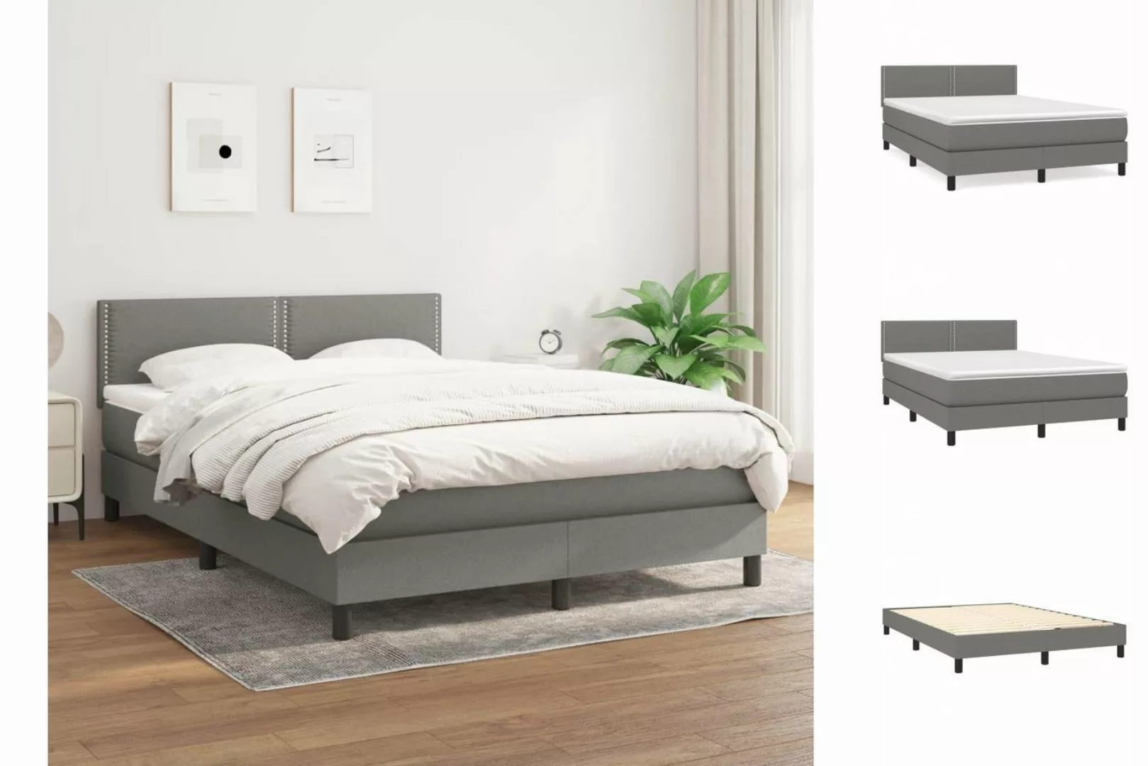 vidaXL Boxspringbett Bett Boxspringbett mit Matratze und LED Stoff (140 x 2 günstig online kaufen