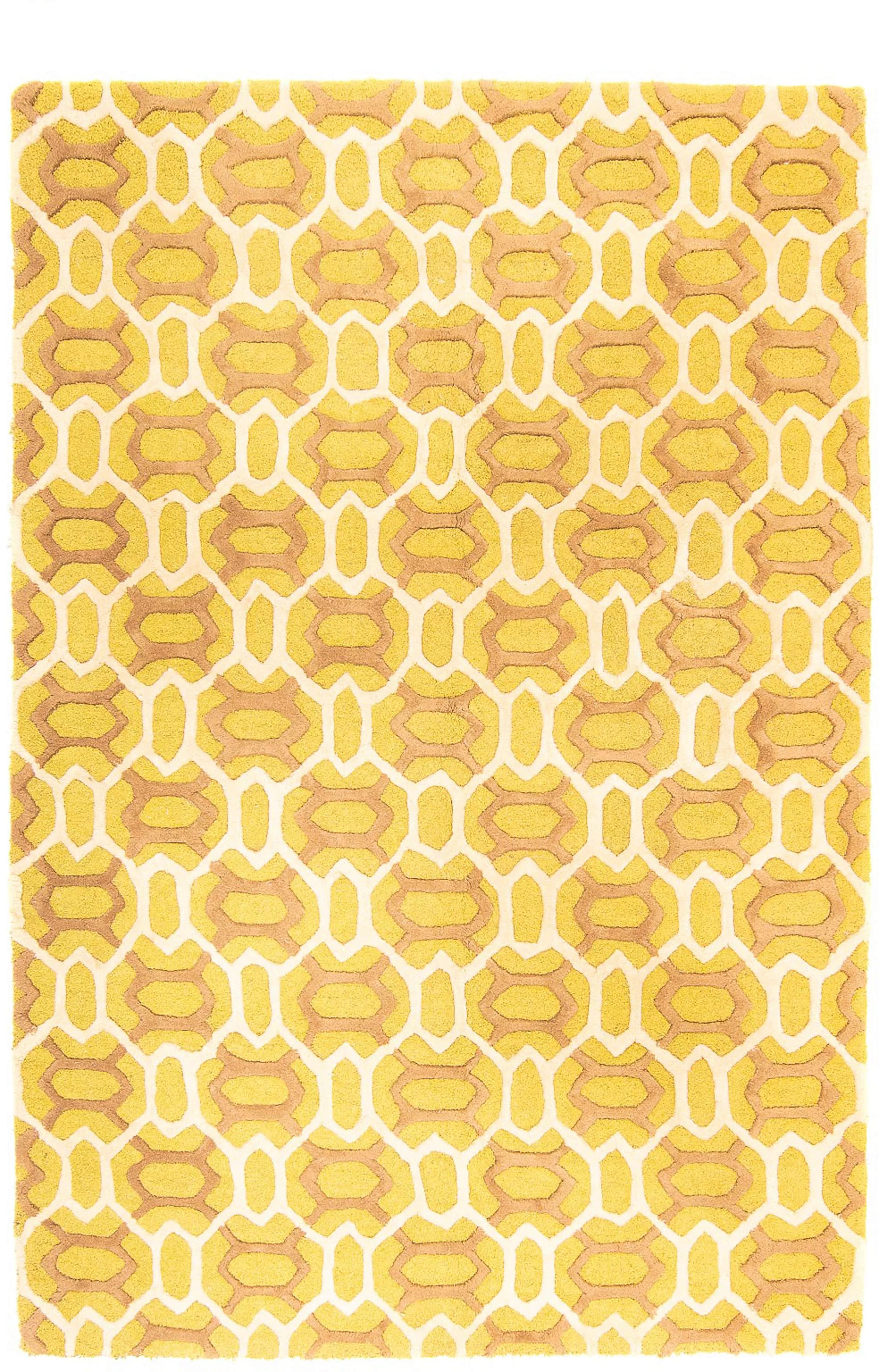 morgenland Wollteppich »Wollteppich - 260 x 180 cm - gelb«, rechteckig, Woh günstig online kaufen