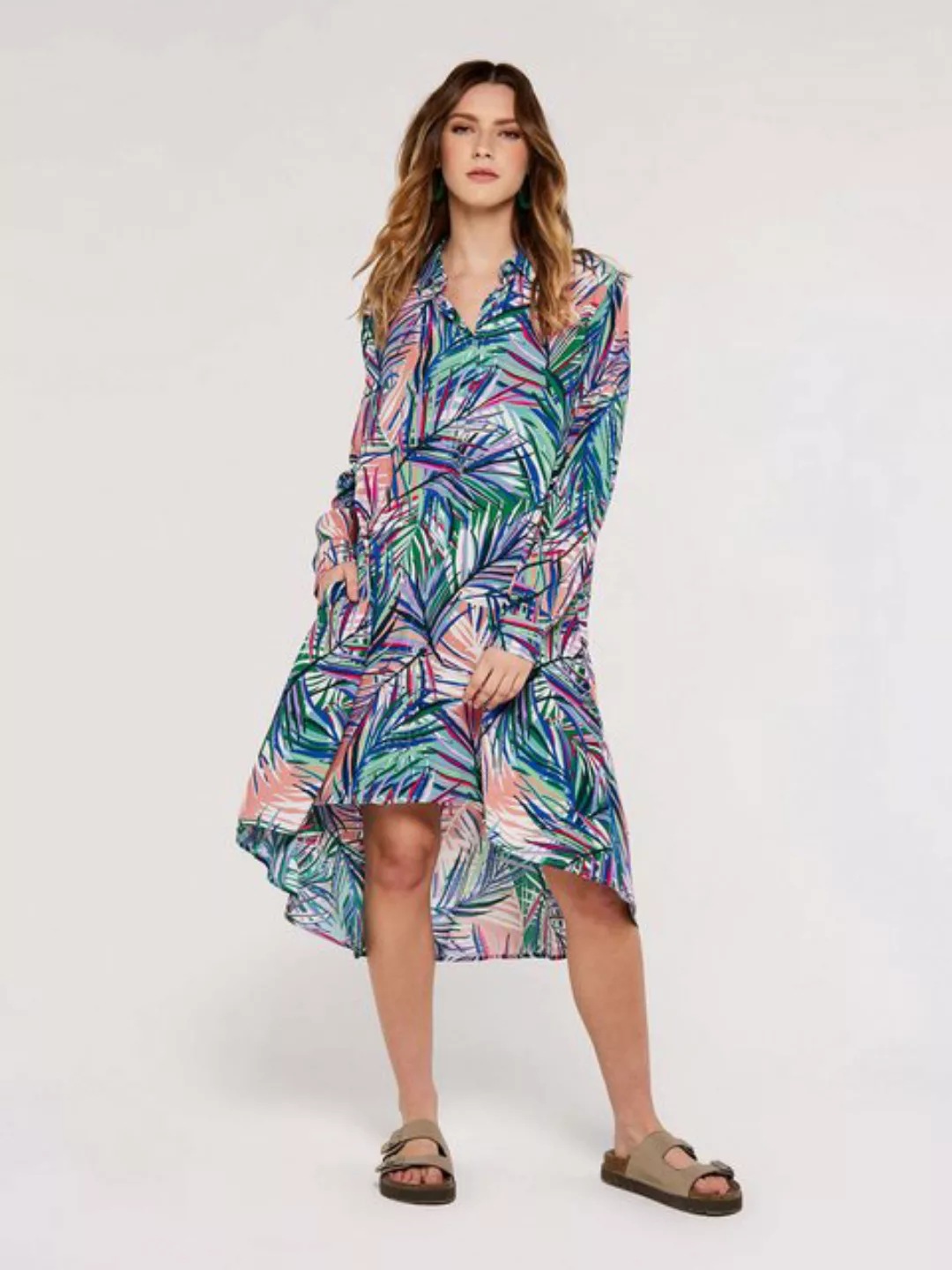 Apricot Minikleid Layer Tropical Hi-Lo Shirt Dress, mit asymmetrischem Saum günstig online kaufen