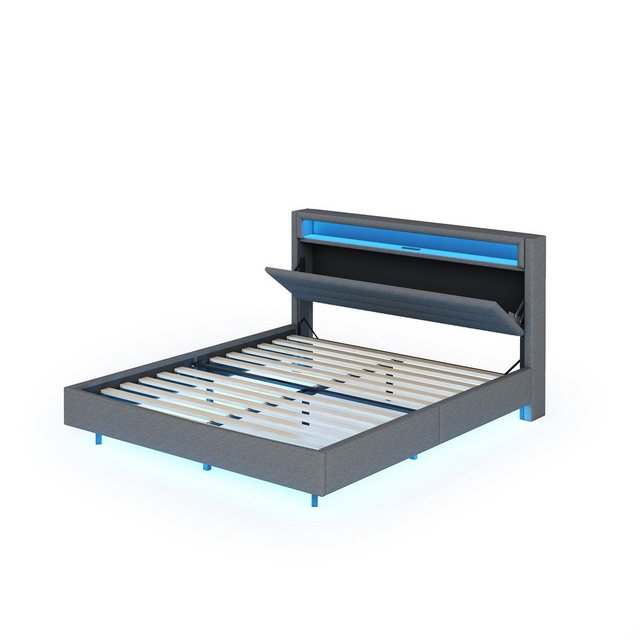 REDOM Polsterbett Doppelbett mit USB-Steckdose und LED-Licht, wendbares Kop günstig online kaufen