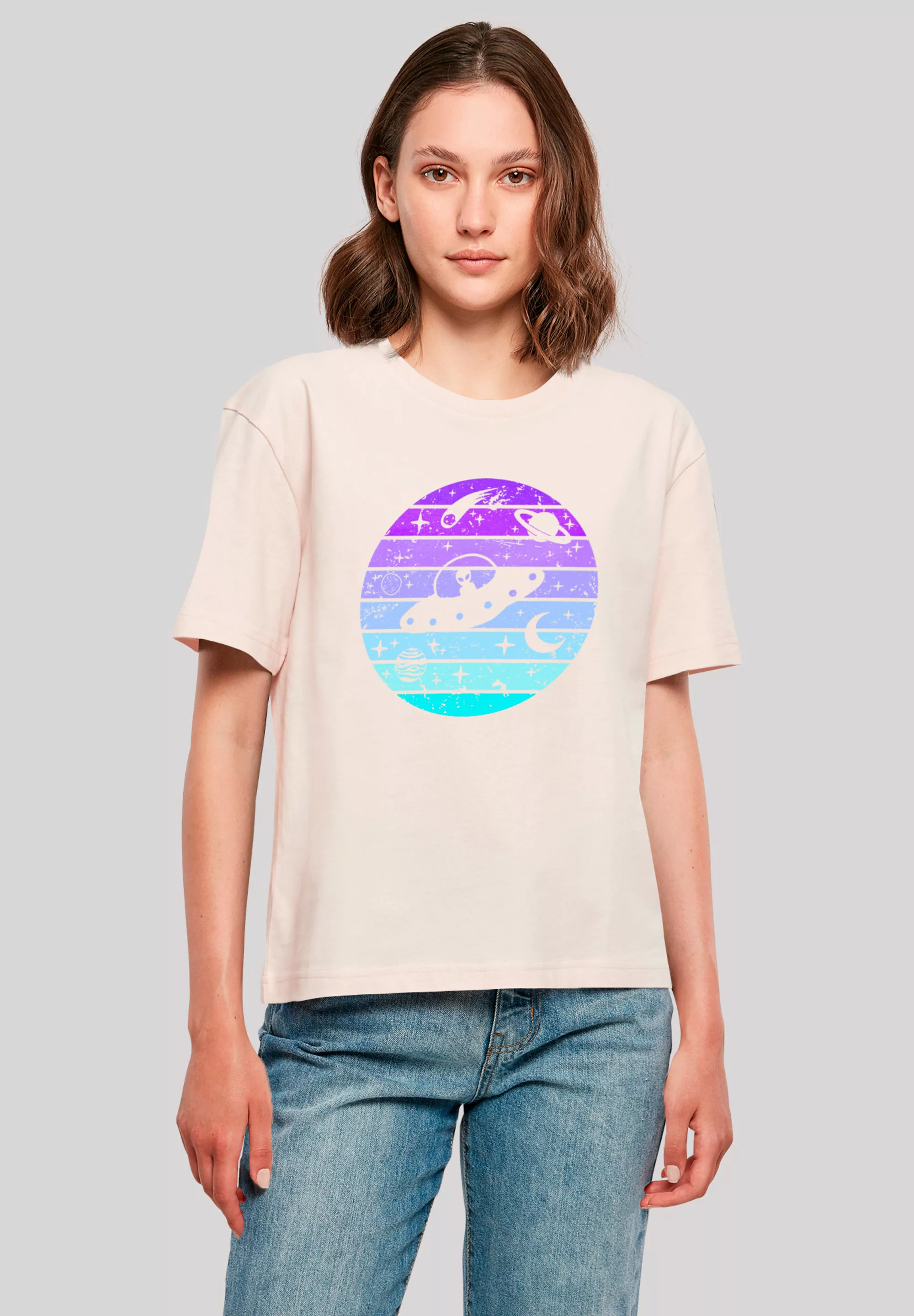 F4NT4STIC T-Shirt "Retro Alien Weltraum Sonnenuntergang", Premium Qualität günstig online kaufen