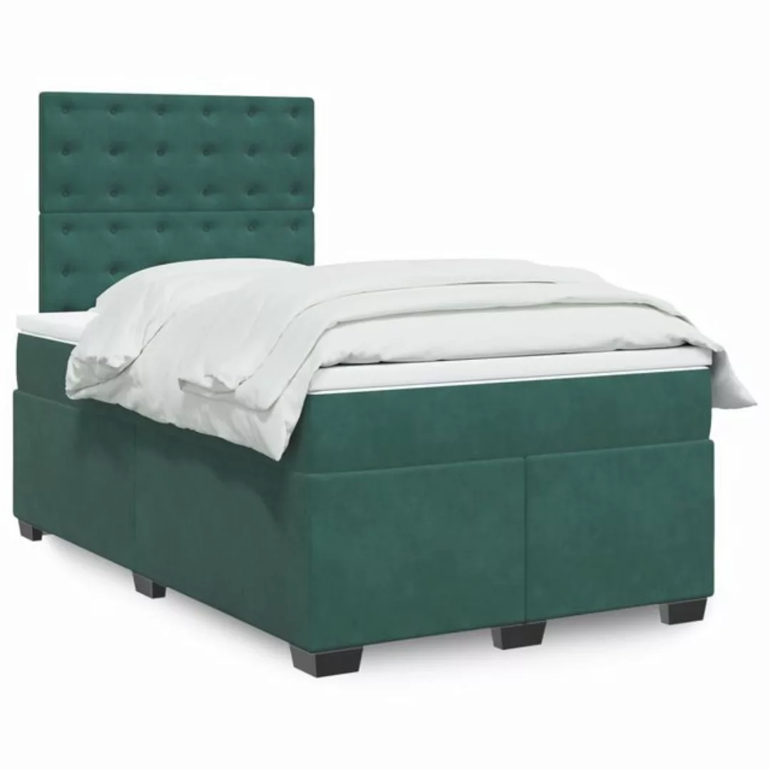 furnicato Bettgestell Boxspringbett mit Matratze Dunkelgrün 120x200 cm Samt günstig online kaufen