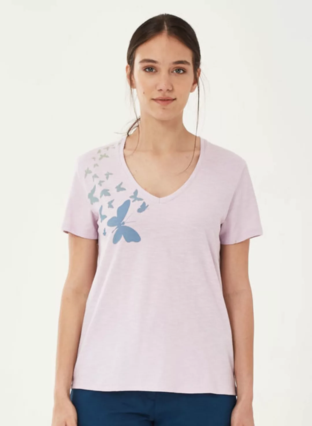 T-shirt Aus Bio-baumwolle Mit Schmetterling-print günstig online kaufen