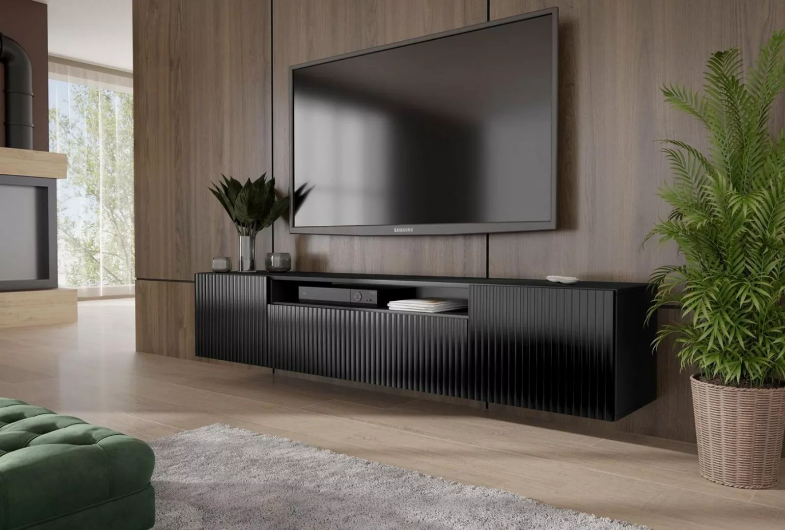 Beautysofa TV-Schrank Malo (modernes / loft Stil Schrank, Wandmontage Lowbo günstig online kaufen