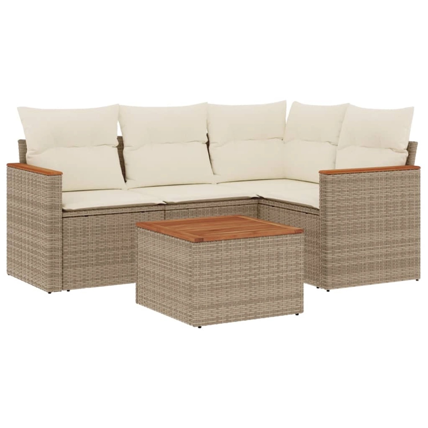 vidaXL 5-Tlg Garten-Sofagarnitur mit Kissen Beige Poly Rattan 3225939 günstig online kaufen