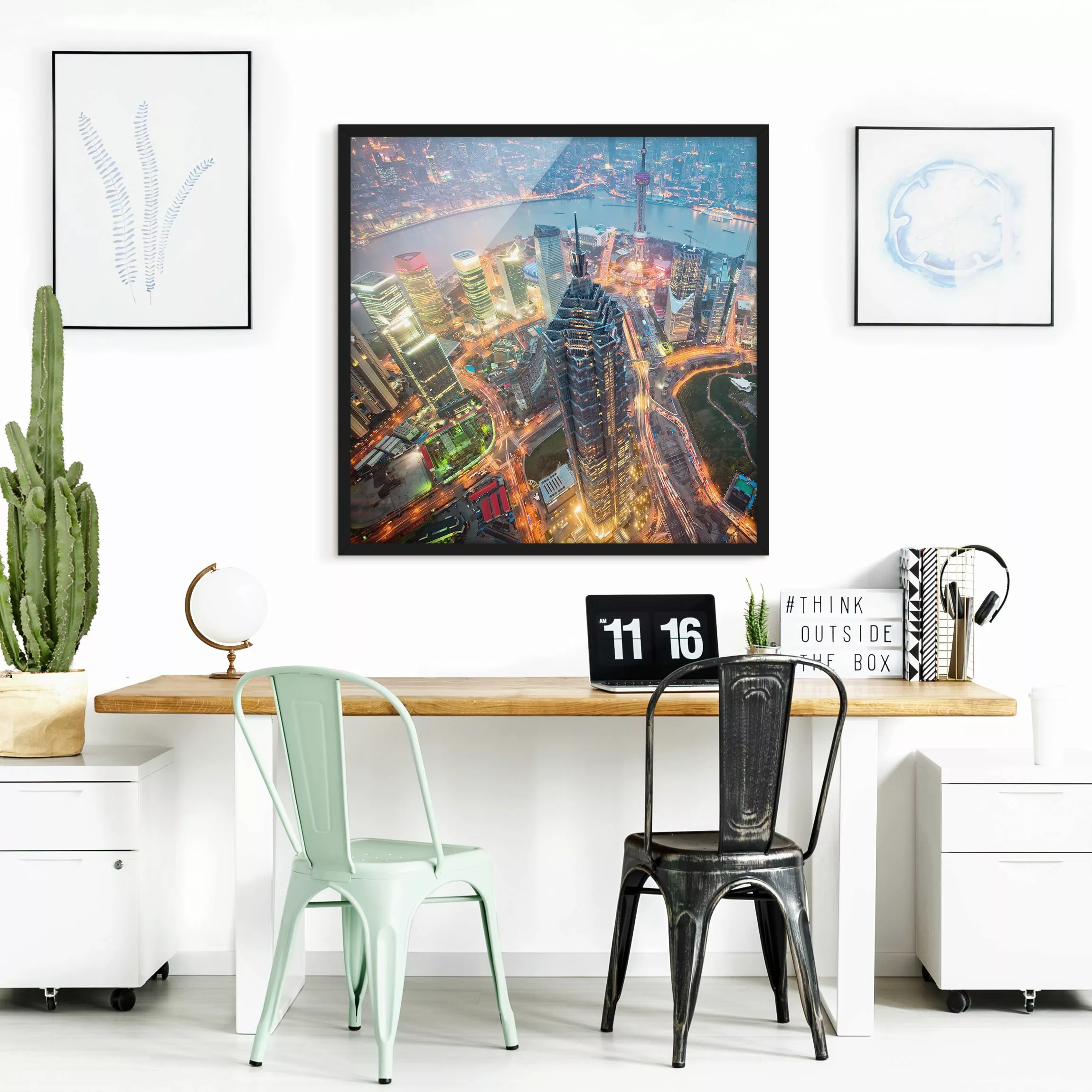 Bild mit Rahmen Architektur & Skyline - Quadrat Shanghai günstig online kaufen