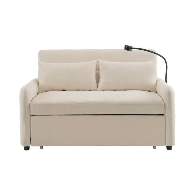 Sweiko Sofa Schlafsofa Doppel-Klappschlafsofa mit Handyhalter, USB-Ladeansc günstig online kaufen