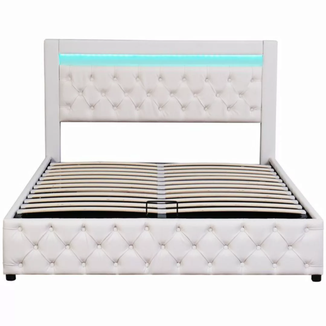 Gotagee Polsterbett Funktionsbett 140x200cm mit LED Doppelbett mit Stauraum günstig online kaufen