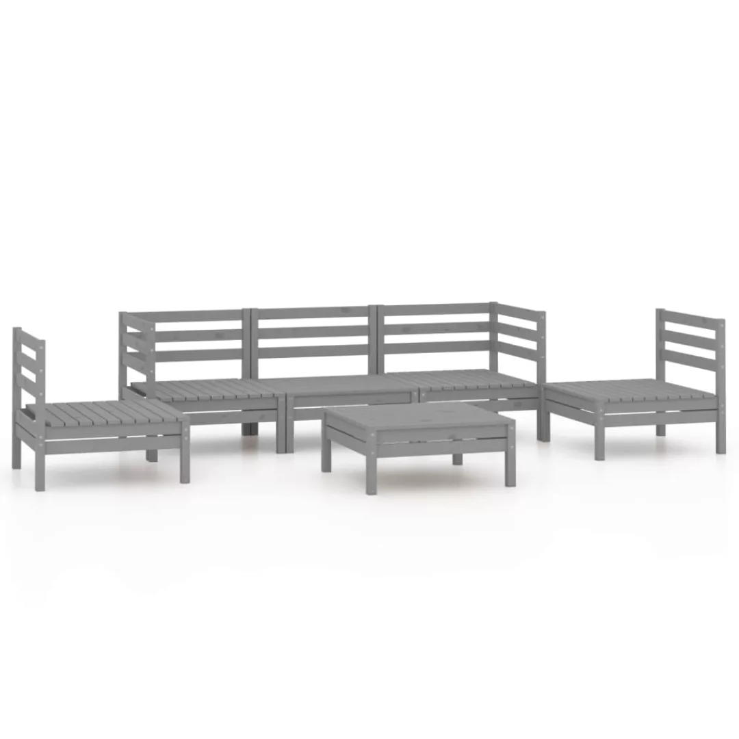 6-tlg. Garten-lounge-set Grau Kiefer Massivholz günstig online kaufen