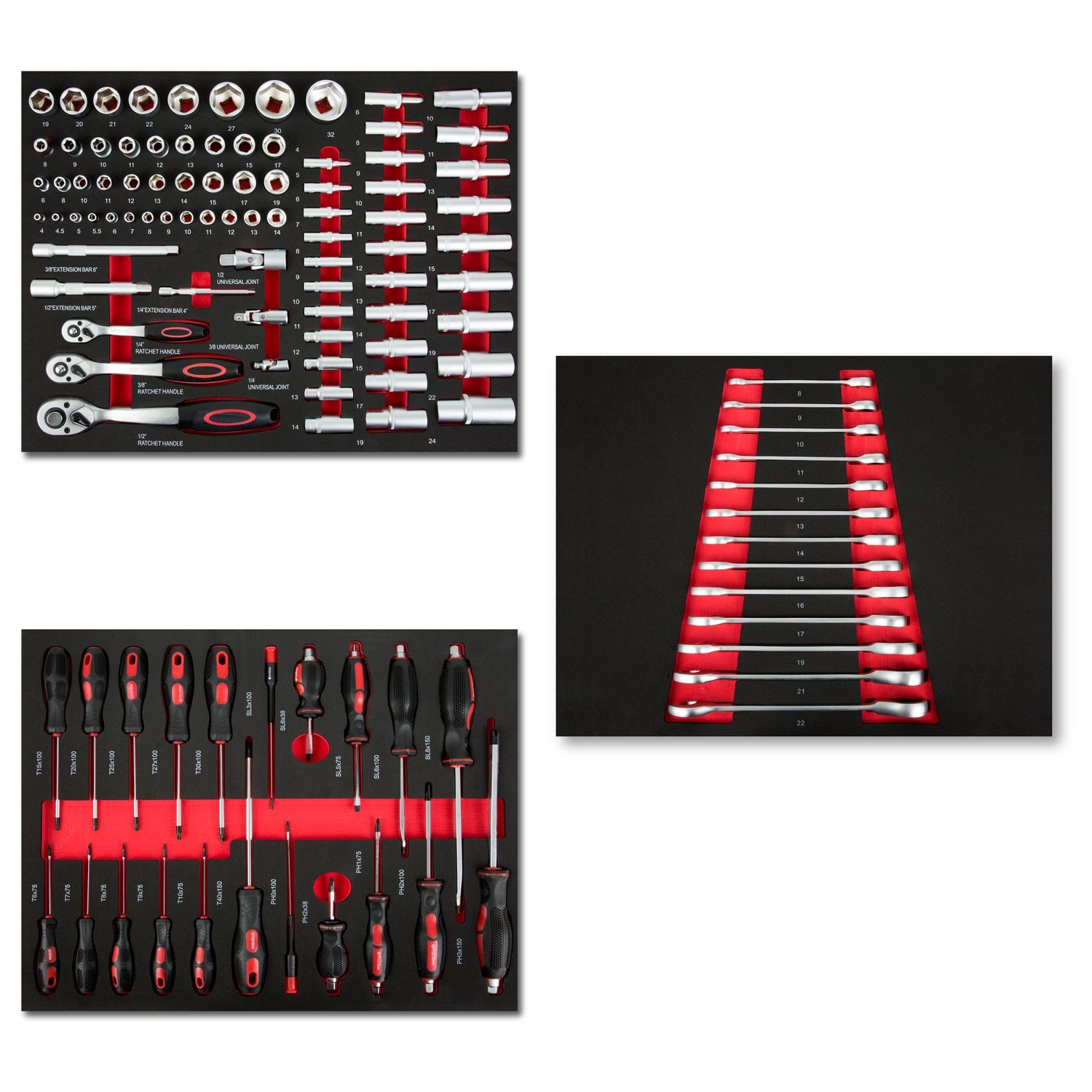 EBERTH Multitool Werkzeug Set 114 Teile für Werkzeugwagen für 3 Schubladen günstig online kaufen