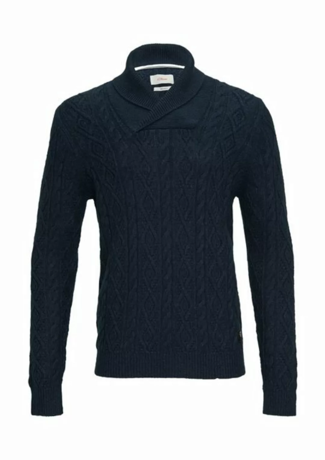 s.Oliver Strickpullover Schalkragenpullover mit Zopfmuster aus Wollmix Ripp günstig online kaufen