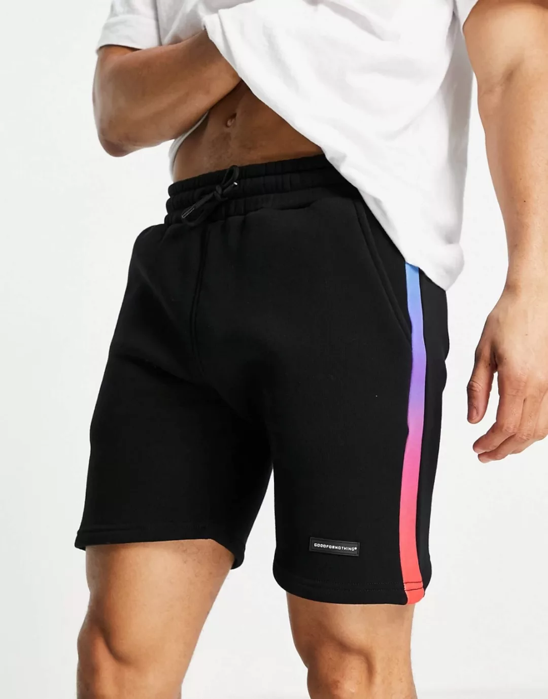 Good For Nothing – Jersey-Shorts in Schwarz mit seitlichem Zierstreifen mit günstig online kaufen