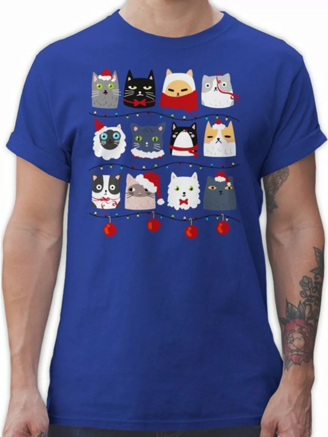 Shirtracer T-Shirt Katzen zu Weihnachten I Weihnachtsmotiv Katzen Weihachte günstig online kaufen