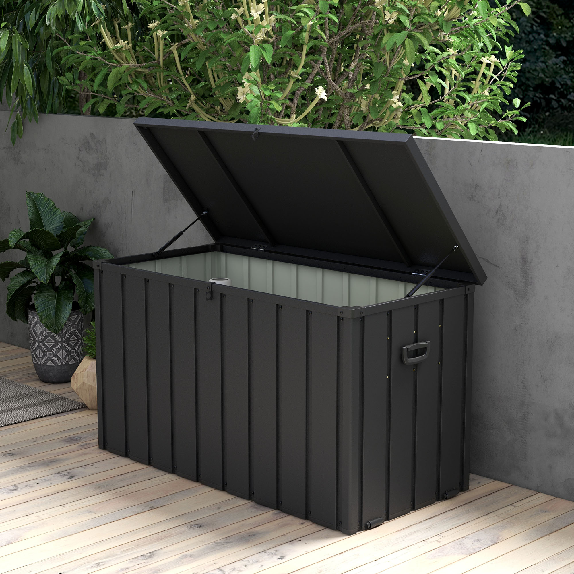 Outsunny Gartenbox Auflagenbox 450L mit Rollen & Gasdruckfedern, Aufbewahru günstig online kaufen