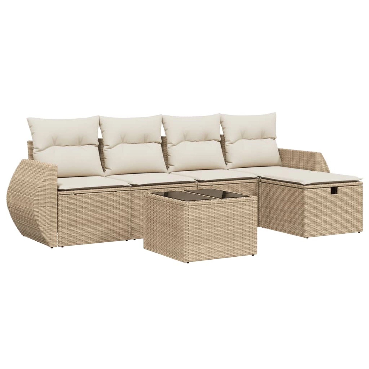 vidaXL 6-Tlg Garten-Sofagarnitur mit Kissen Beige Poly Rattan 3264094 günstig online kaufen