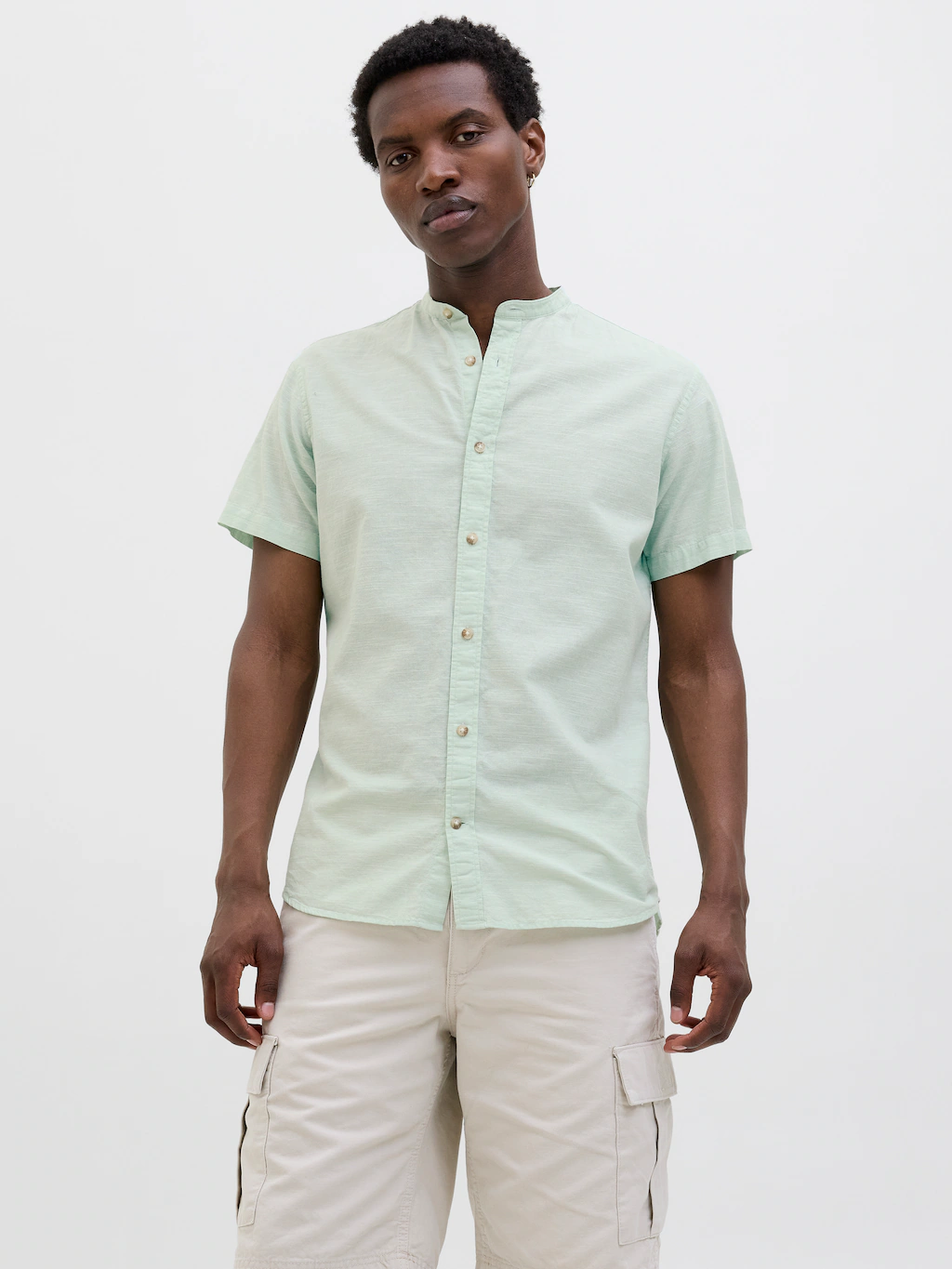 Jack & Jones Kurzarmhemd "JJESUMMER BAND SHIRT SS SN", mit Bandkragen günstig online kaufen