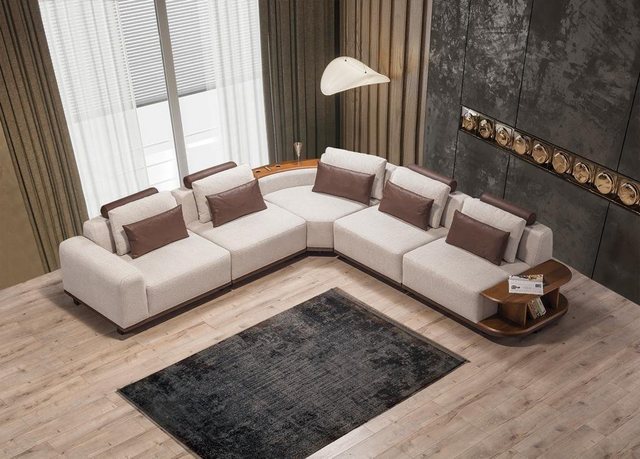 JVmoebel Ecksofa Beiges Modulsofa Designer Ecksofas L-Form Couchen Wohnzimm günstig online kaufen