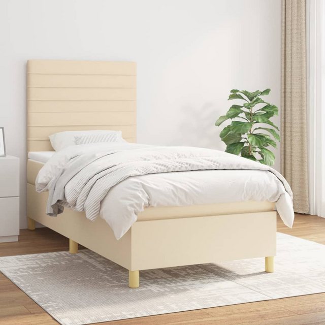 vidaXL Bett Boxspringbett mit Matratze Creme 90x200 cm Stoff günstig online kaufen