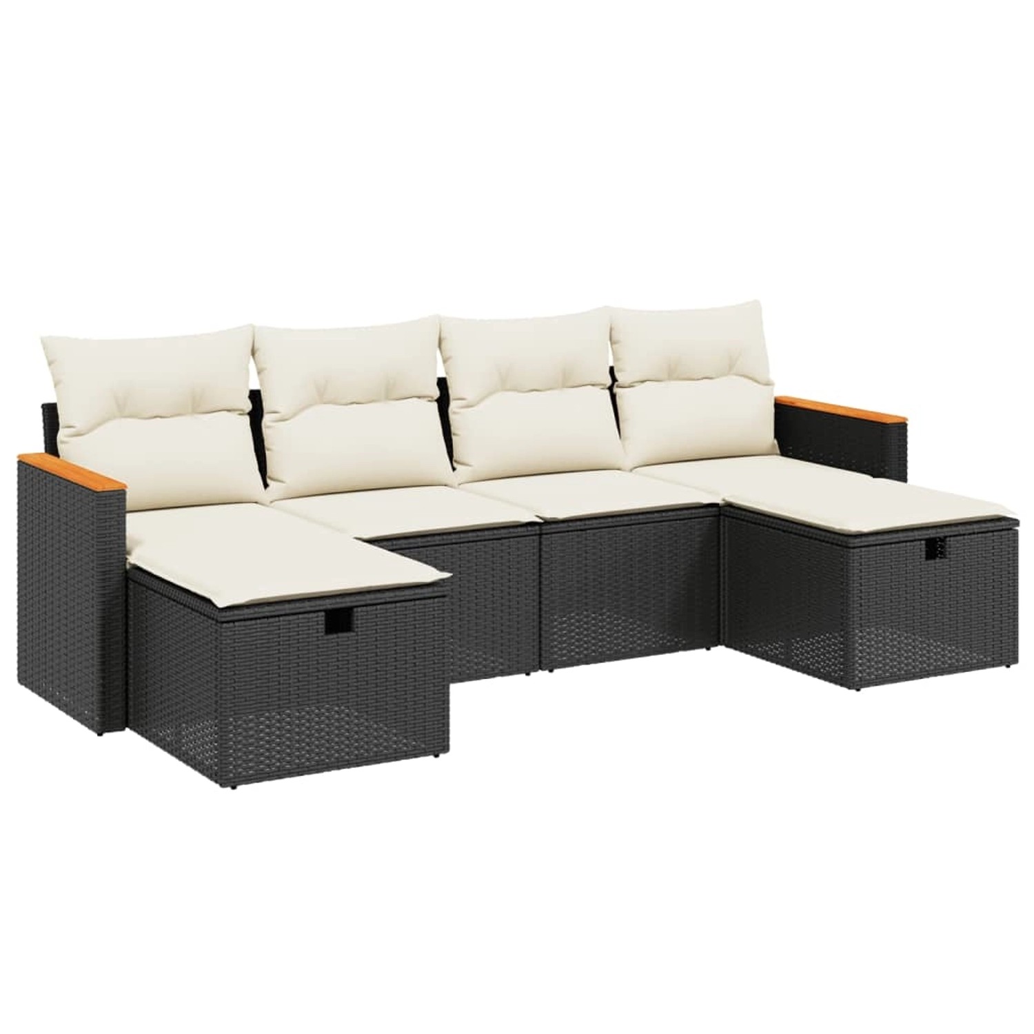 vidaXL 6-tlg Garten-Sofagarnitur mit Kissen Schwarz Poly Rattan Modell 195 günstig online kaufen