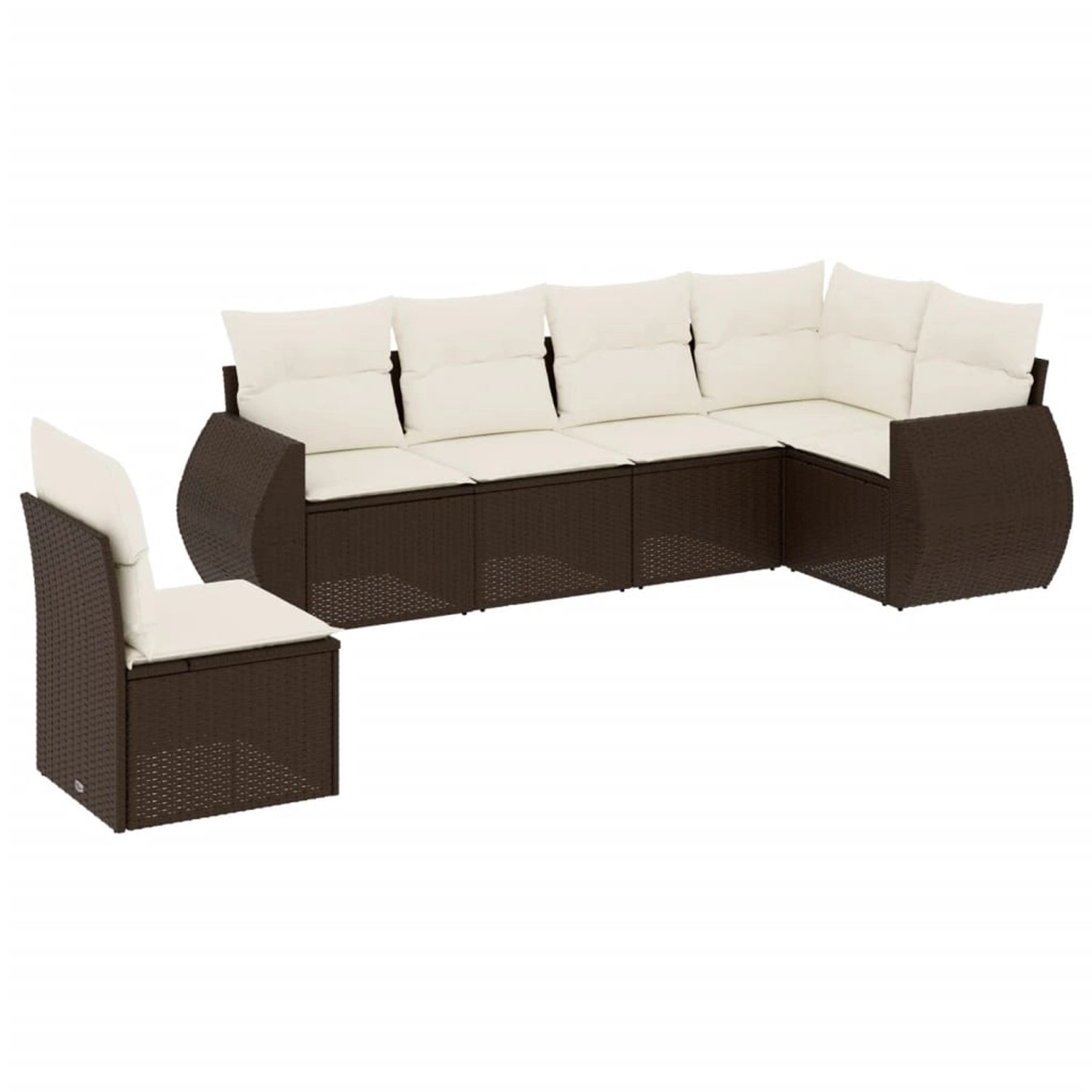 vidaXL 6-Tlg Garten-Sofagarnitur mit Kissen Braun Poly Rattan 3221432 günstig online kaufen