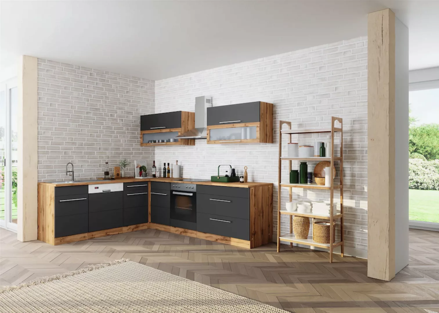 Kochstation Küche "KS-Wien", Stellbreite 220 x 270 cm, wahlweise mit E-Gerä günstig online kaufen