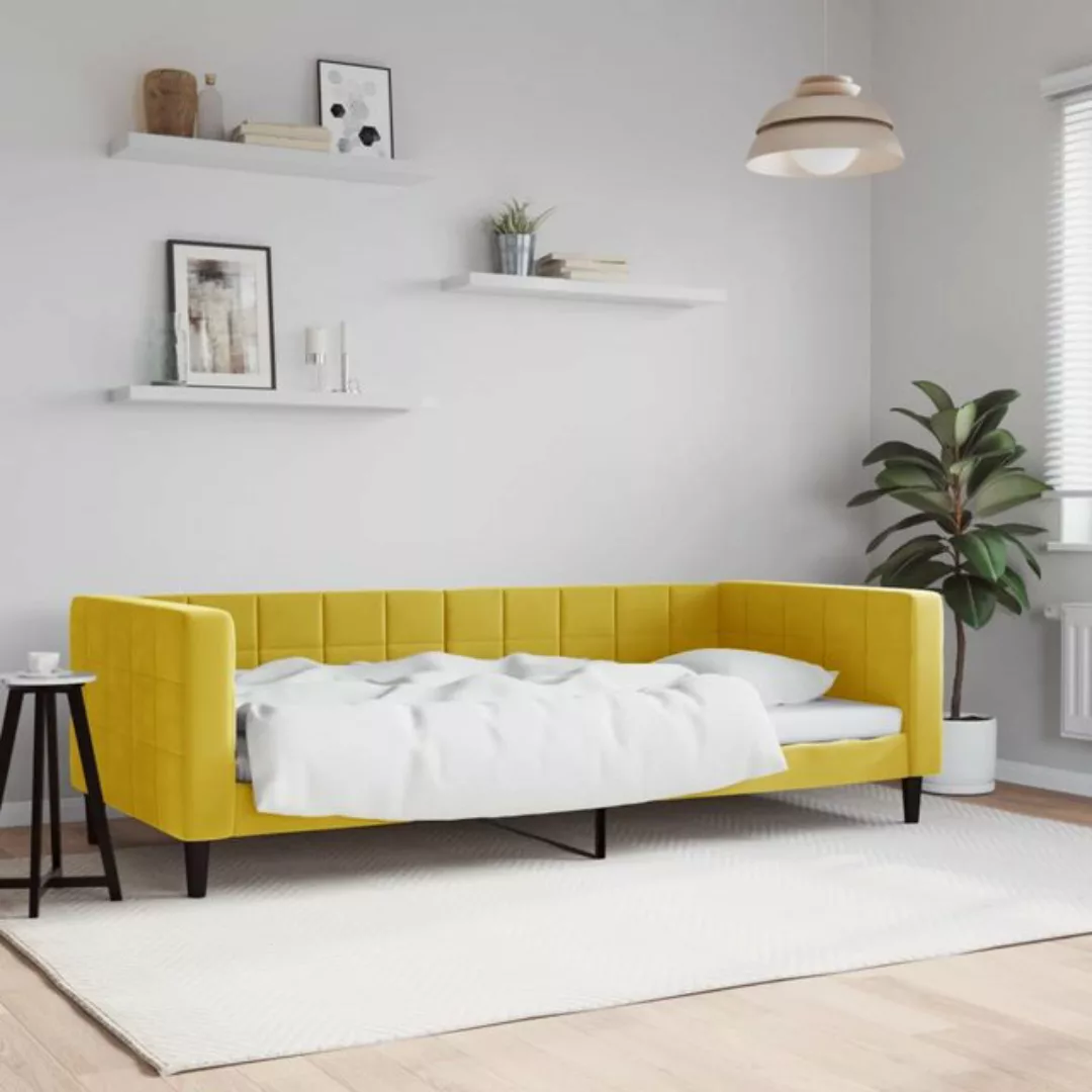 vidaXL Gästebett Tagesbett Gelb 90x200 cm Samt Gästebett Gästecouch Gästeso günstig online kaufen