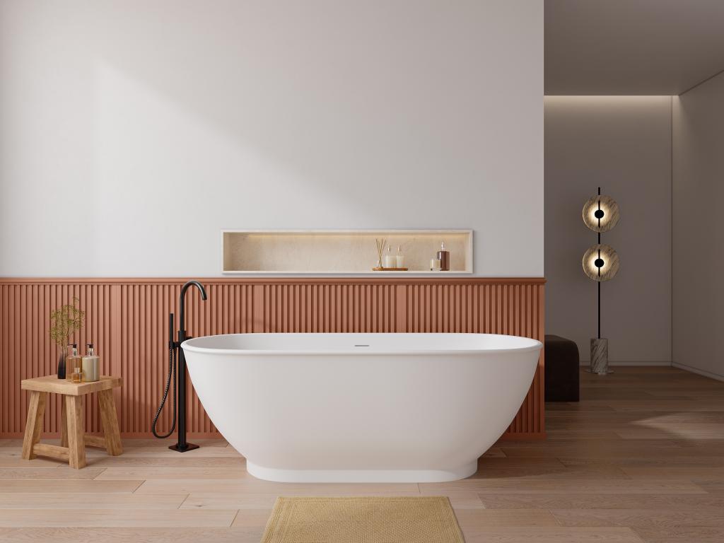 Freistehende Badewanne oval - 240 L - 170 x 75 x 60 cm - Acryl - Weiß matt günstig online kaufen