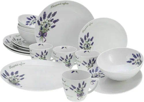 CreaTable Kombiservice »Home Lavendel«, (Set, 16 tlg.), Lavendel-Dekor günstig online kaufen