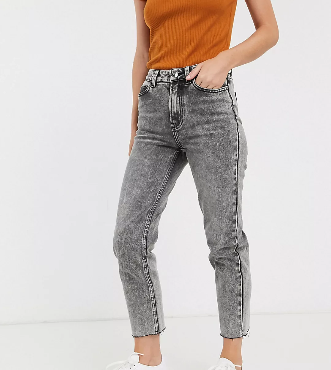 Only Petite – Grell verwaschene Jeans mit hoher Taille-Schwarz günstig online kaufen