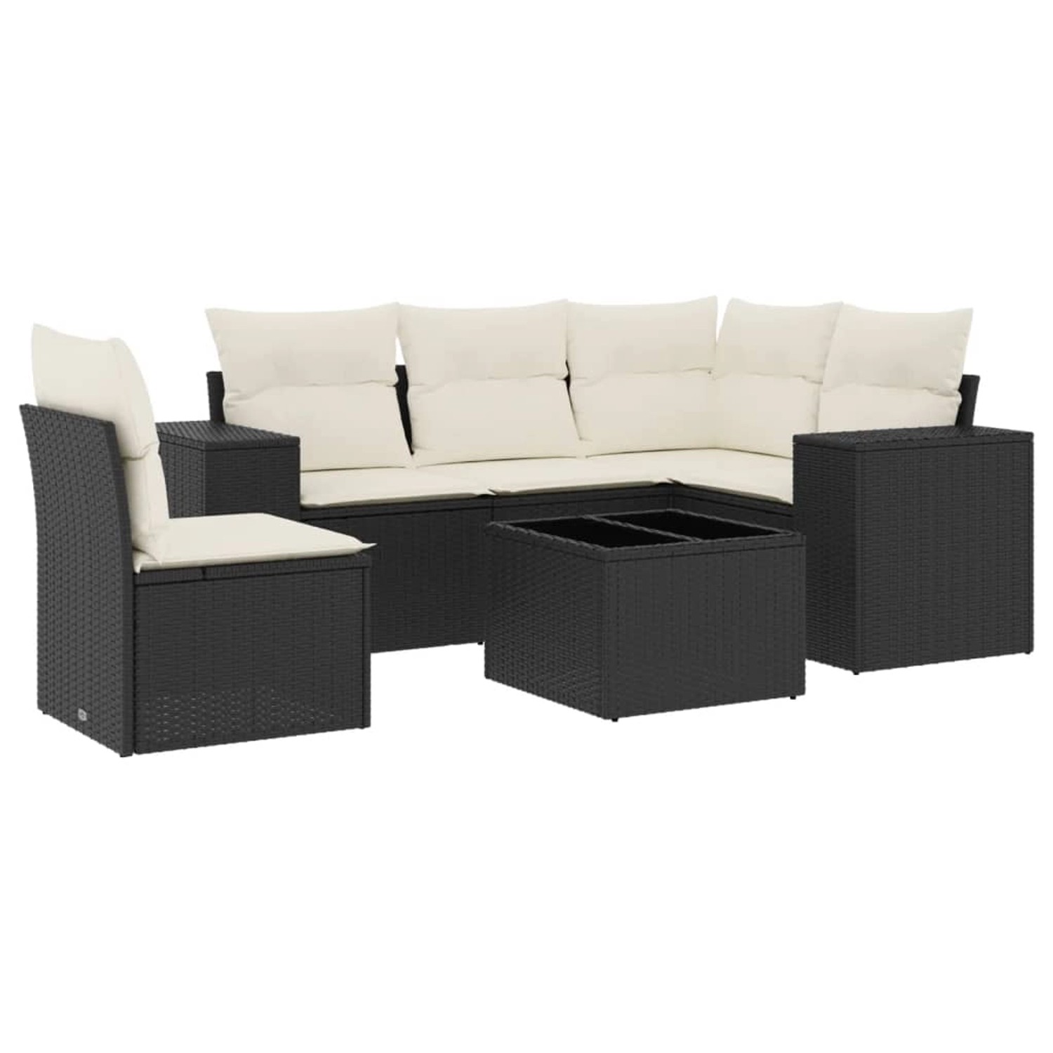 vidaXL 6-Tlg Garten-Sofagarnitur mit Kissen Schwarz Poly Rattan 3222575 günstig online kaufen