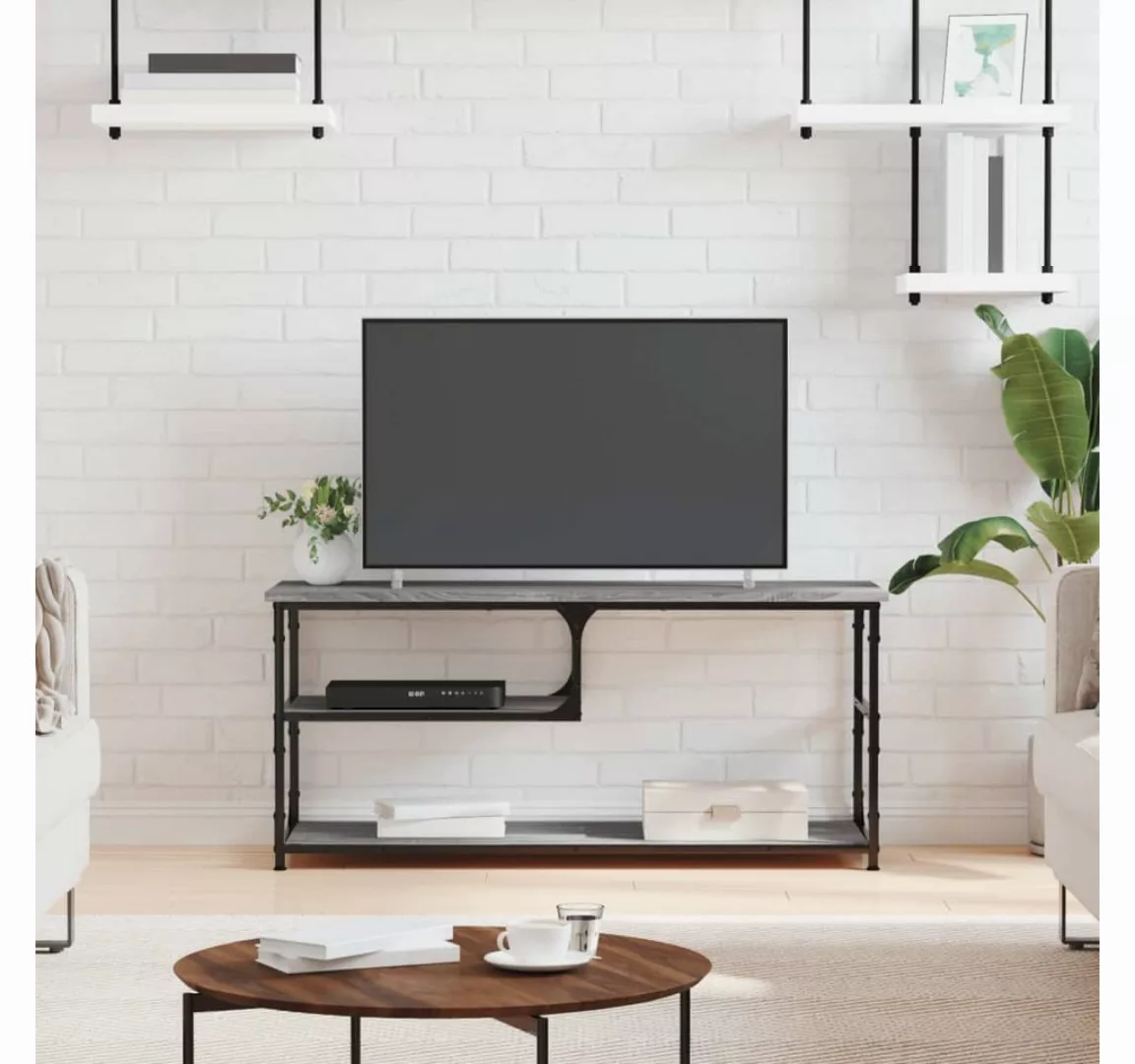 furnicato TV-Schrank Grau Sonoma 103x38x46,5 cm Holzwerkstoff und Stahl günstig online kaufen