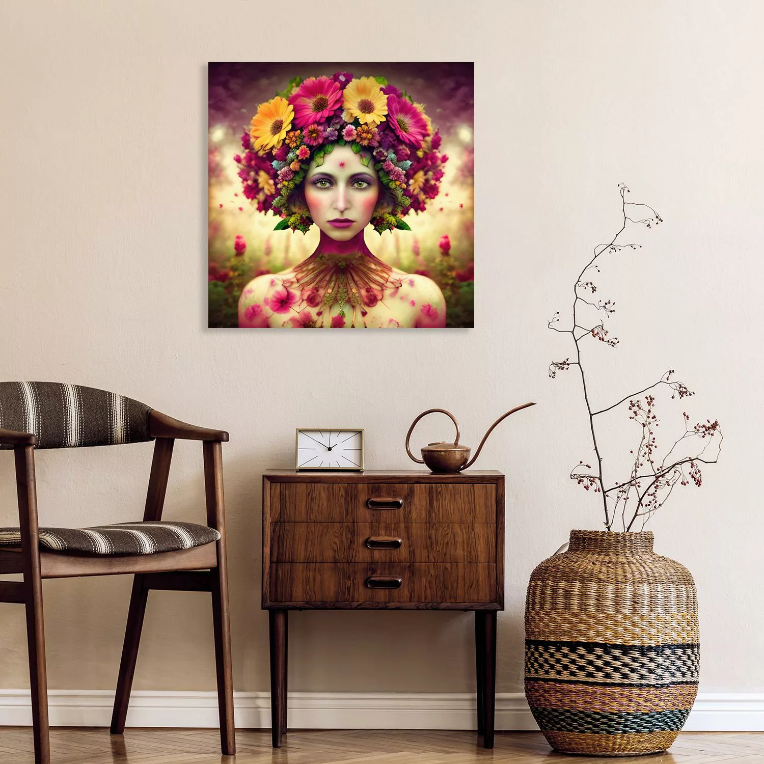 queence Acrylglasbild »Frau mit Blumenkranz - Katharina Kolenda«, Fantasy-F günstig online kaufen