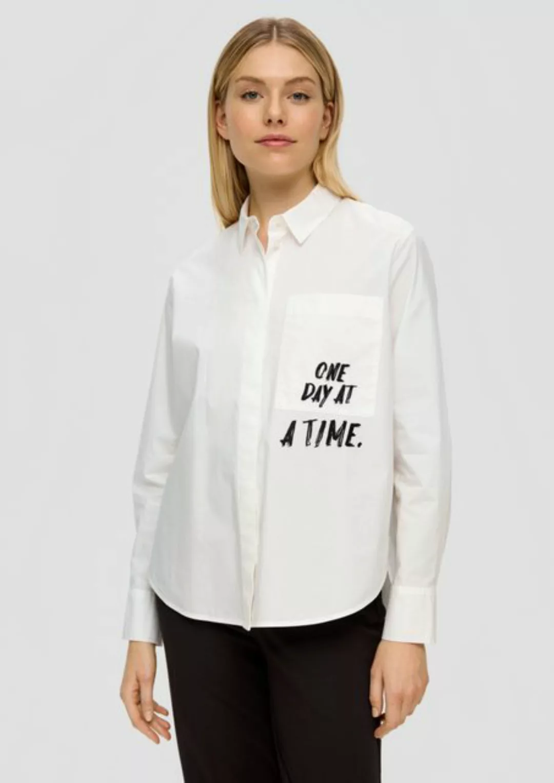 s.Oliver Langarmbluse Popeline-Bluse aus Baumwolle Stickerei günstig online kaufen