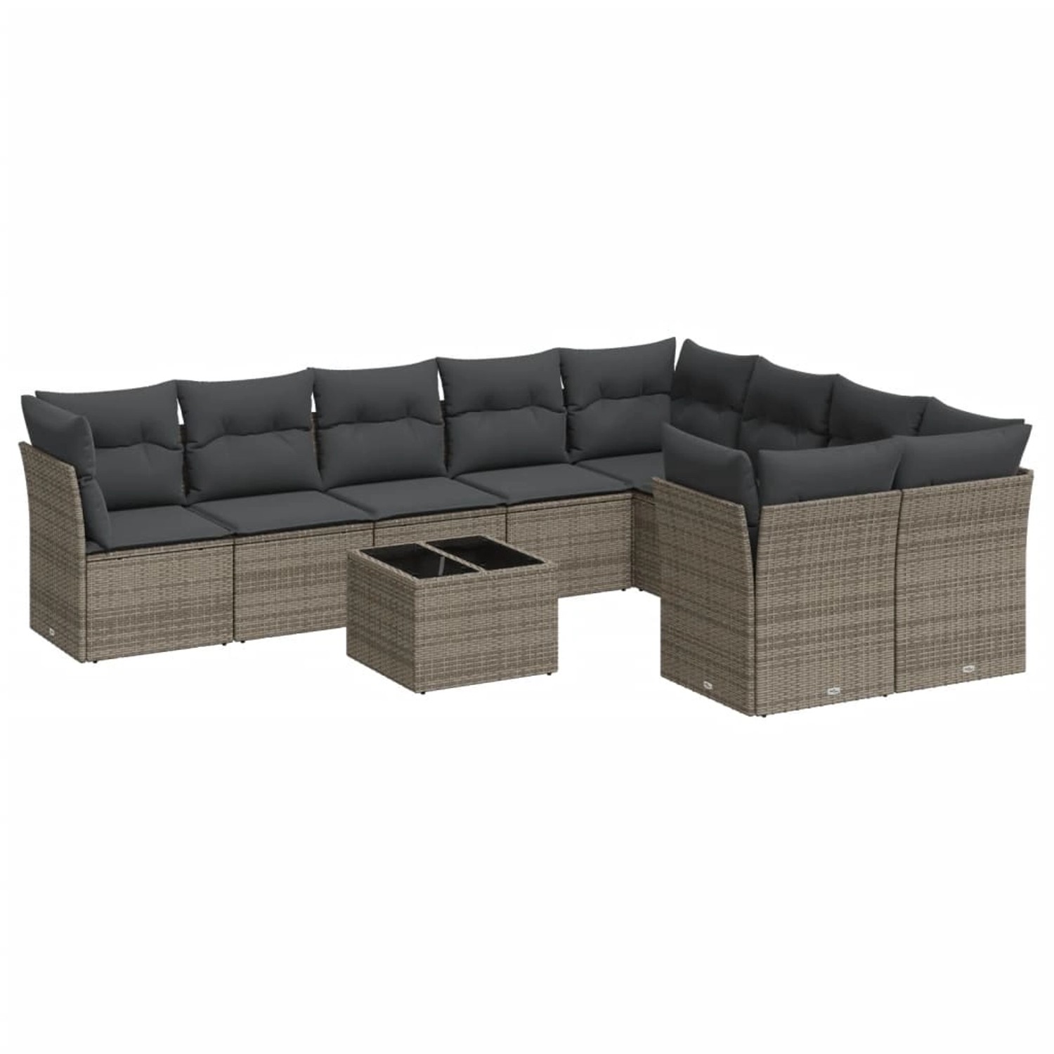 vidaXL 10-Tlg Garten-Sofagarnitur mit Kissen Grau Poly Rattan 3218180 günstig online kaufen