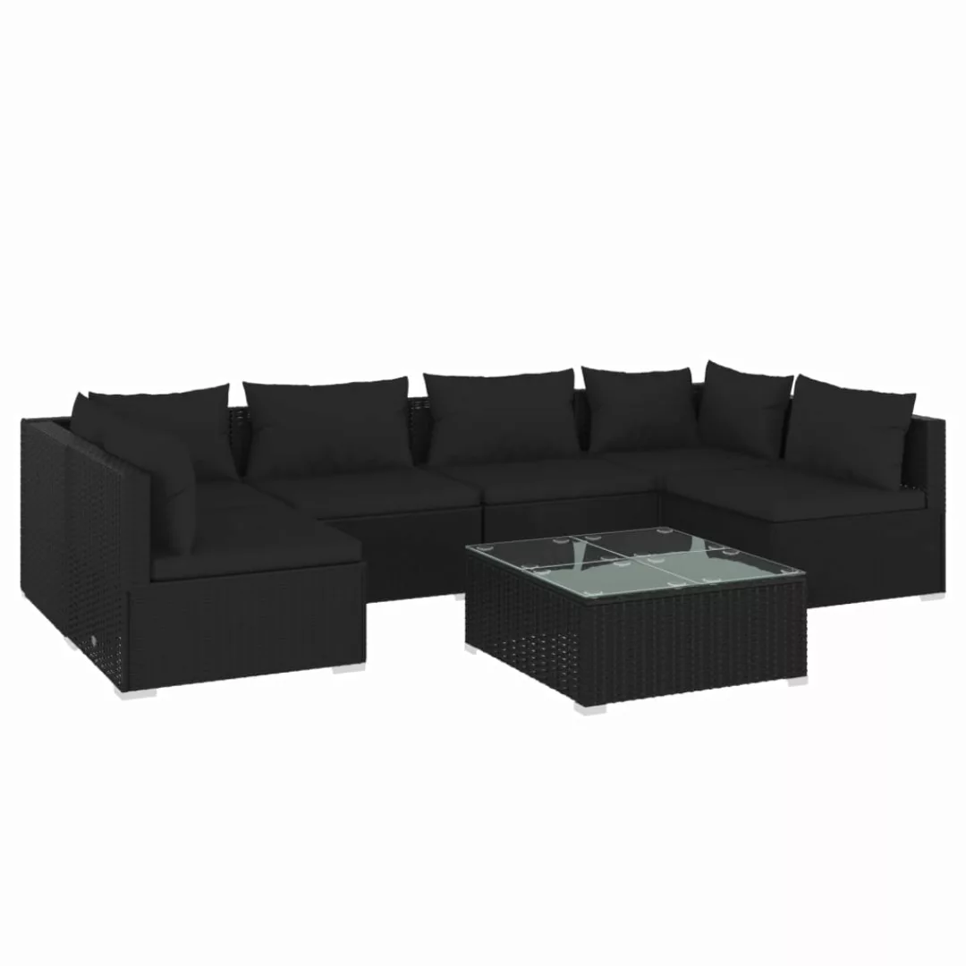 Vidaxl 7-tlg. Garten-lounge-set Mit Kissen Poly Rattan Schwarz günstig online kaufen