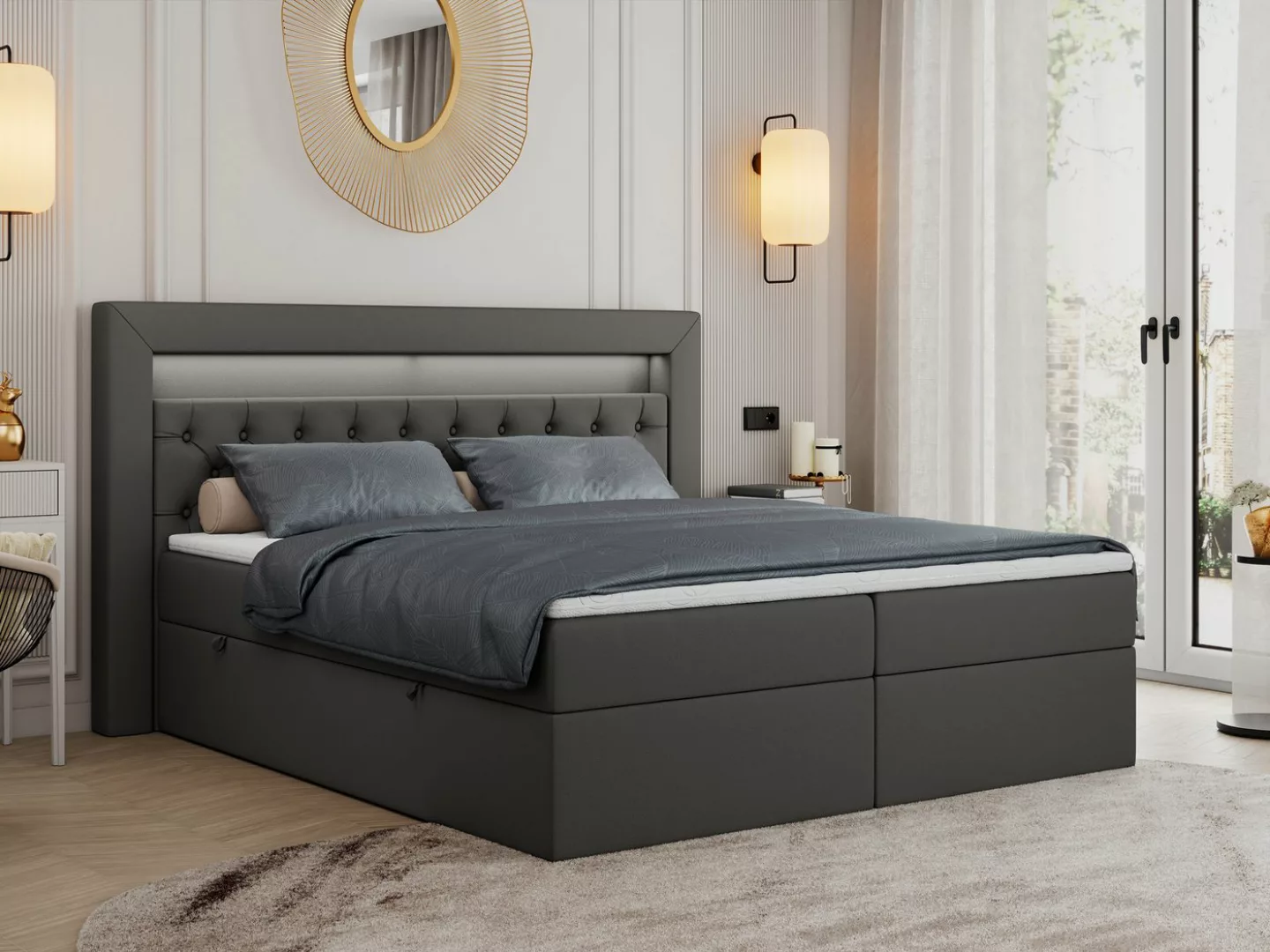 MKS MÖBEL Boxspringbett Gold 6, mit Bettkasten, Doppelbett mit Multipocket- günstig online kaufen